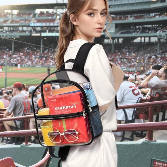Clear Backpack Stadium Approved 12×12×6 with Reinforced and Wider Shoulder Strap - Picture 2 of 7